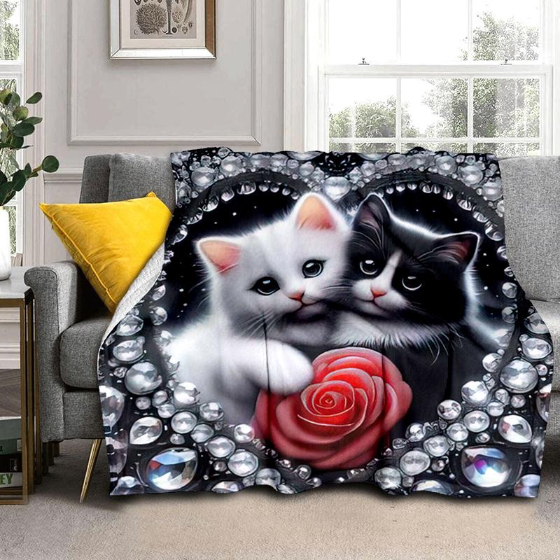 1PC Cute cat, cartoon blanket, all season lightweight home office outdoor nap multifunctional blanket