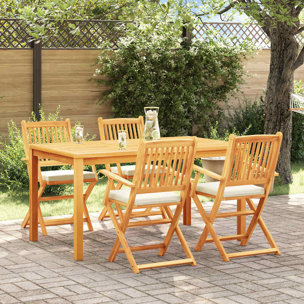 Folding Chair 4 pcs White 49 x 57.5 x 92 cm Solid Acacia Wood