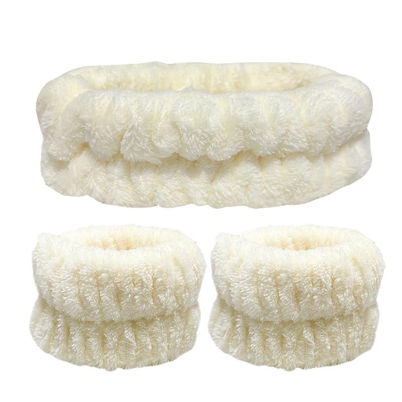 Plush Flannel Absorbent Wristbands & Splash-Proof Headband Set
