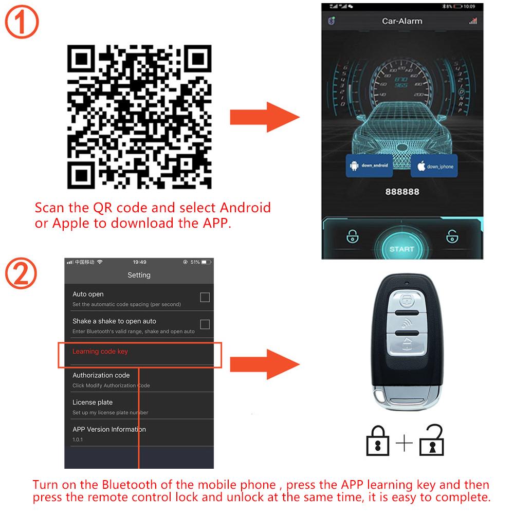 Remote Start Kit Universal Smartphone Control One-button Start Push Systems Car Start Stop Keyless Entry System