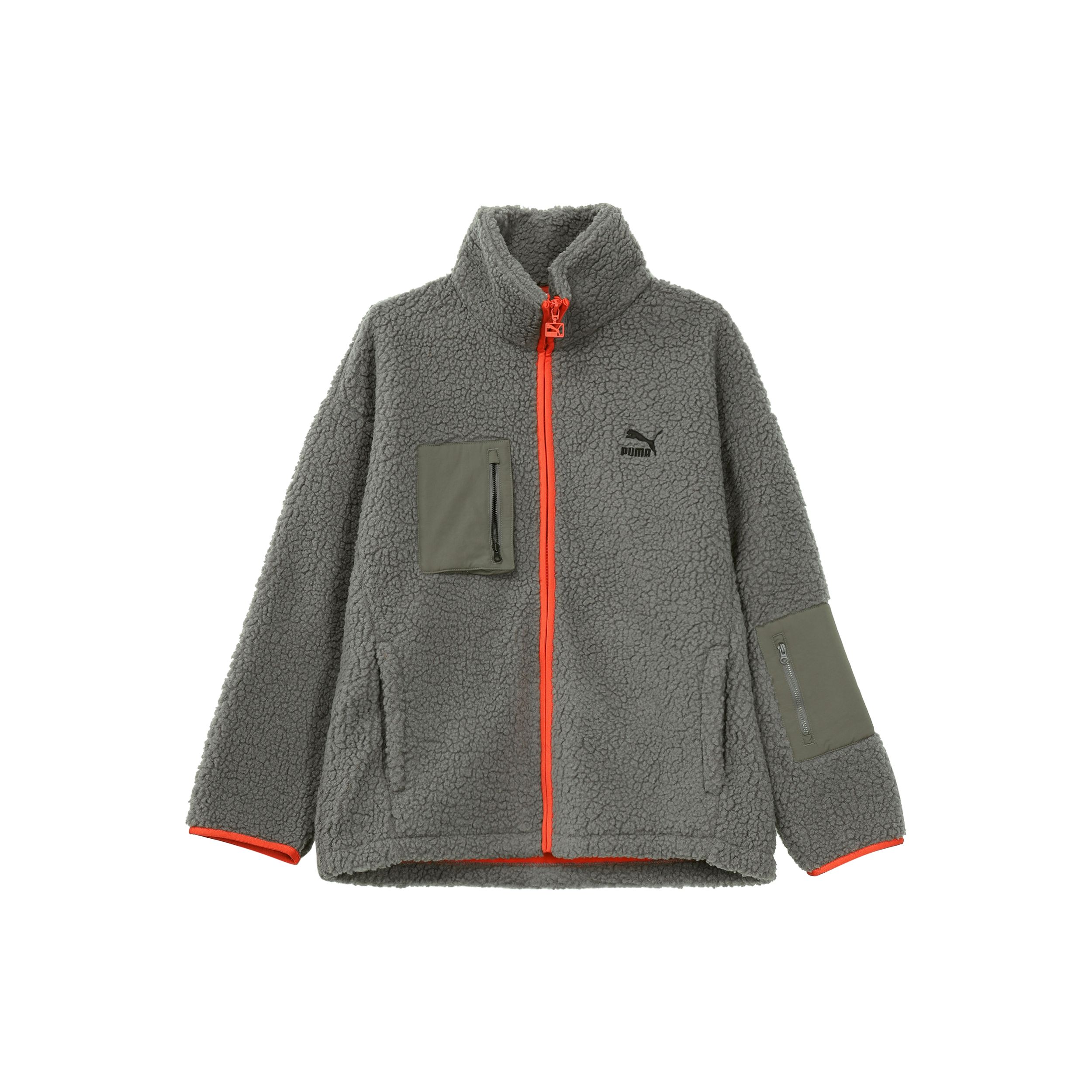 PUMA Unisex Sherpa Fleece Jacket Grey/Orange 929820-02 S