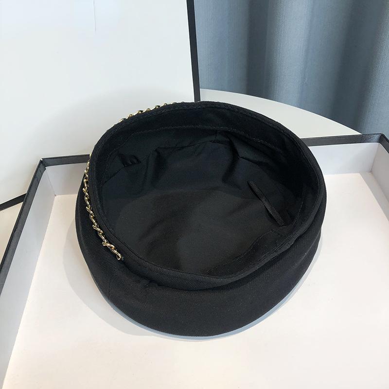 New Chain Beret Hat For Women Cap Winter Retro Brown Black Artist Flat Fashion Lady Girls Vintage Cap Star Style