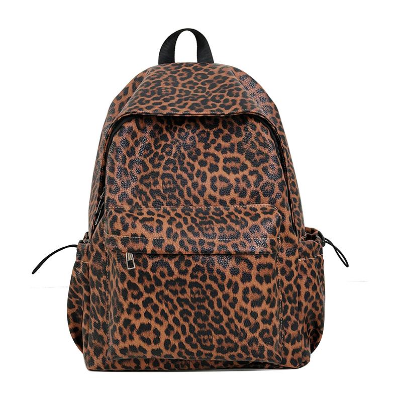Leopard Print Backpack Women's Travel Casual Backpack Student Schoolbag