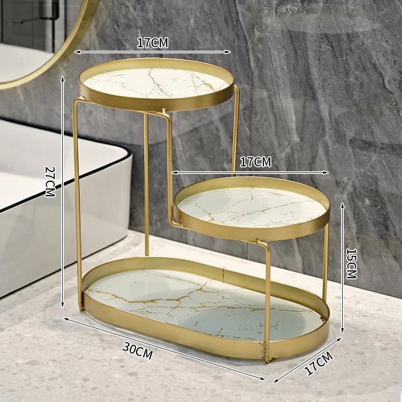 Light Luxury Countertop Rack Wrought Iron Storage Shelf Rack Skin Care Cosmetics Toiletries Organizer Racks Bathroom Supplies