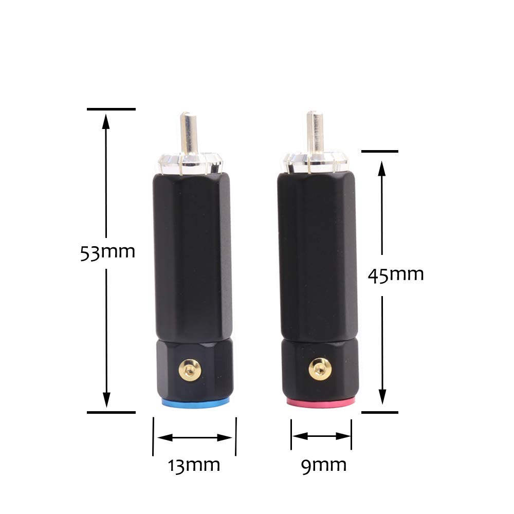 Set of 4 Black Solderless RCA Plugs Silver-Plated