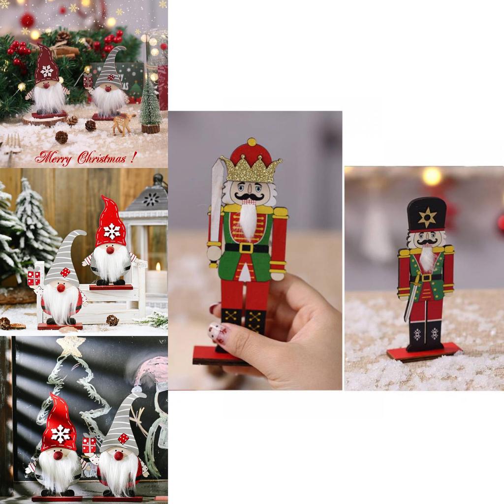 Whimsical Holiday Tabletop Decorations Featuring Cartoon Style Christmas Accents