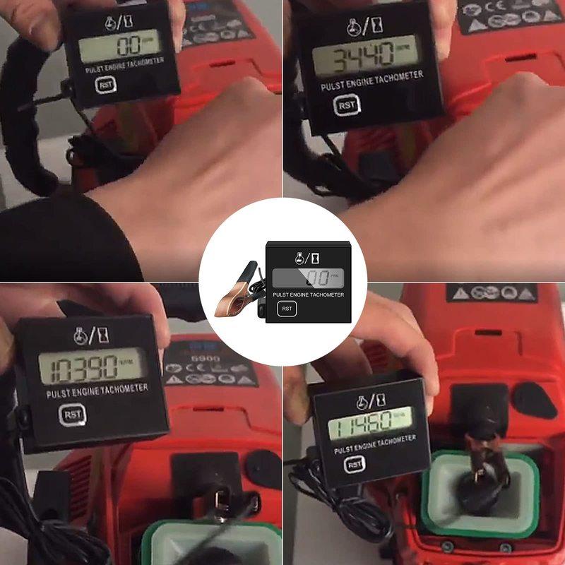 Digital Chainsaw Tachometer Motorcycle Tach Gauge Pulse Speedometer for Cropper Generator Lawn Mower RV ATV Motocross Boat