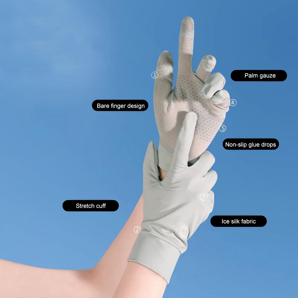 Women UV Sun Protection Gloves Full Finger Touchscreen Driving Gloves Breathable Ice Silk Cycling Gloves Non Slip for Summer