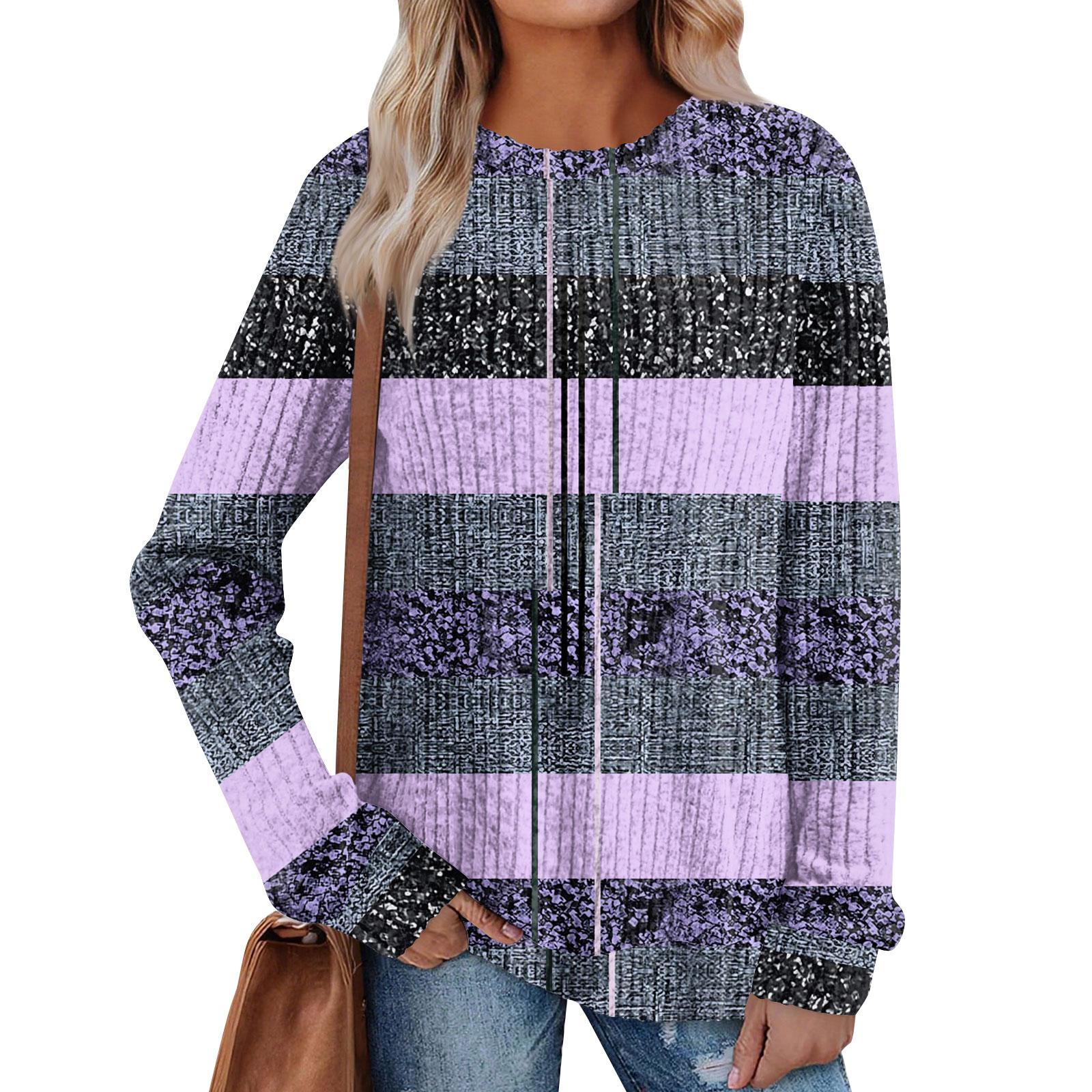 

Женский принт Легкий Топ с круглым вырезом из матового хлопка XL фиолетовый