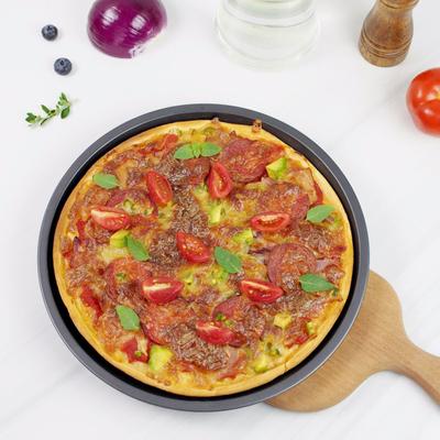 Pizza Pan Non-stick Coating Heat Resistant Circular Punching 12 Inch Oven Safe Pizza Pan Mold Toasting Pan Kitchen Supplies