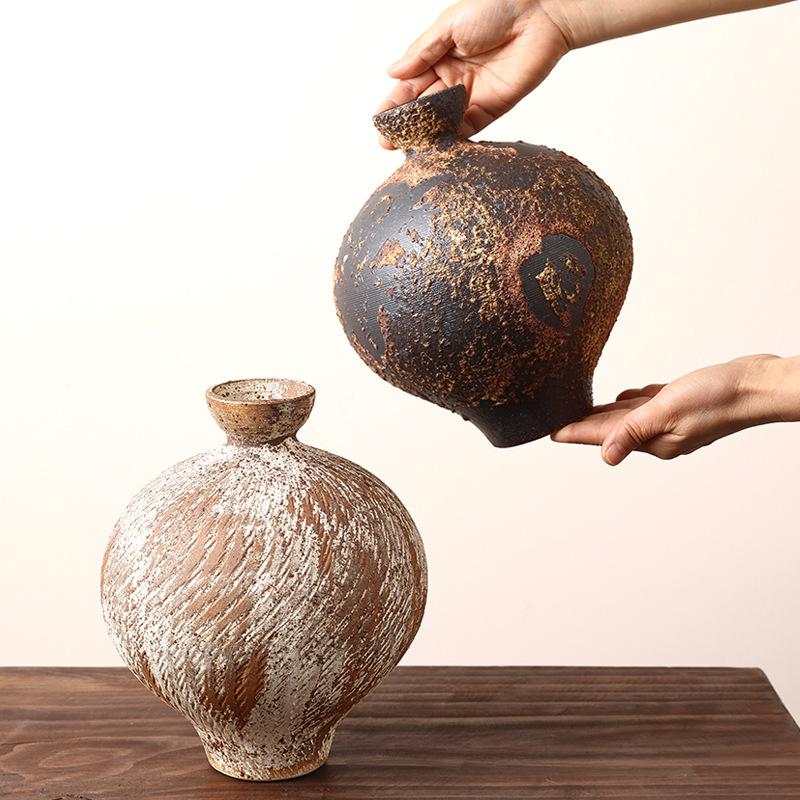 Ceramic Vase Chinese-style Retro Iridescent Porcelain Jars Flower Vase Ceramic Handicrafts Terrarium Home Decoration Accessories
