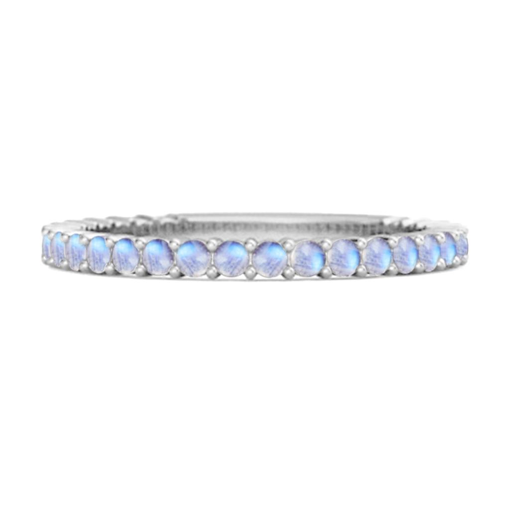Moonstone Eternity Band Ring - 925 Stelring Silver