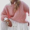 Maglione da Donna Largo Colore Unico Maglione Monospalla Casual Girocollo Lavorato a Maglia Pullover Maglioni Maglione Oversize Top