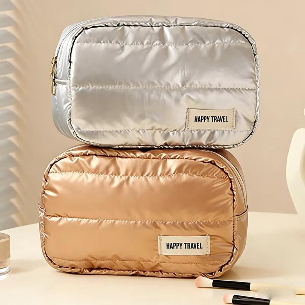 Portable Large Capacity Quilted Makeup Bag Waterproof Handheld Toiletry Bag Shockproof Cosmetic Storage Pouch for Women Girls