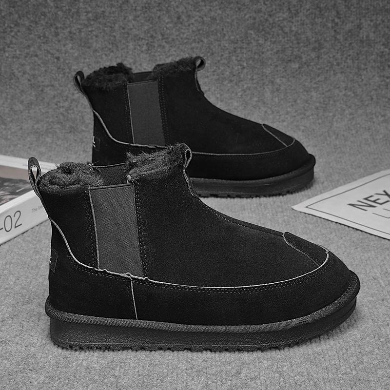 New Men's Classic Winter Fashion Cotton Shoes Low-cut Short Mid-calf Casual Ssnow Boots