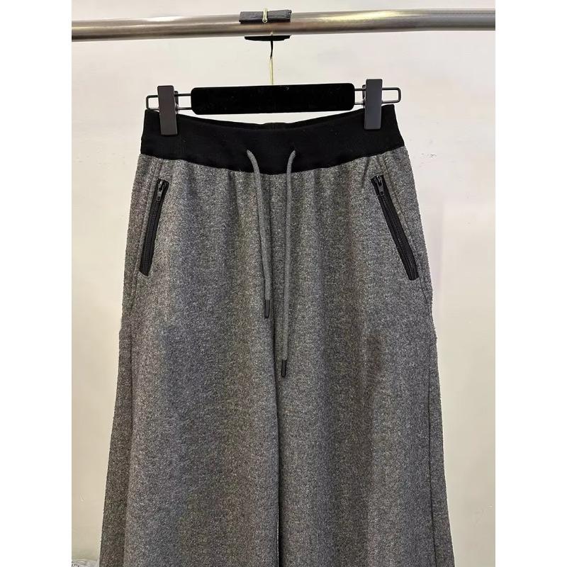 Winter Thick Sickle Pants Women High Waist Streetwear Patchwork Straight Pants Y2K Loose Casual Drawstring Wide Leg Trousers