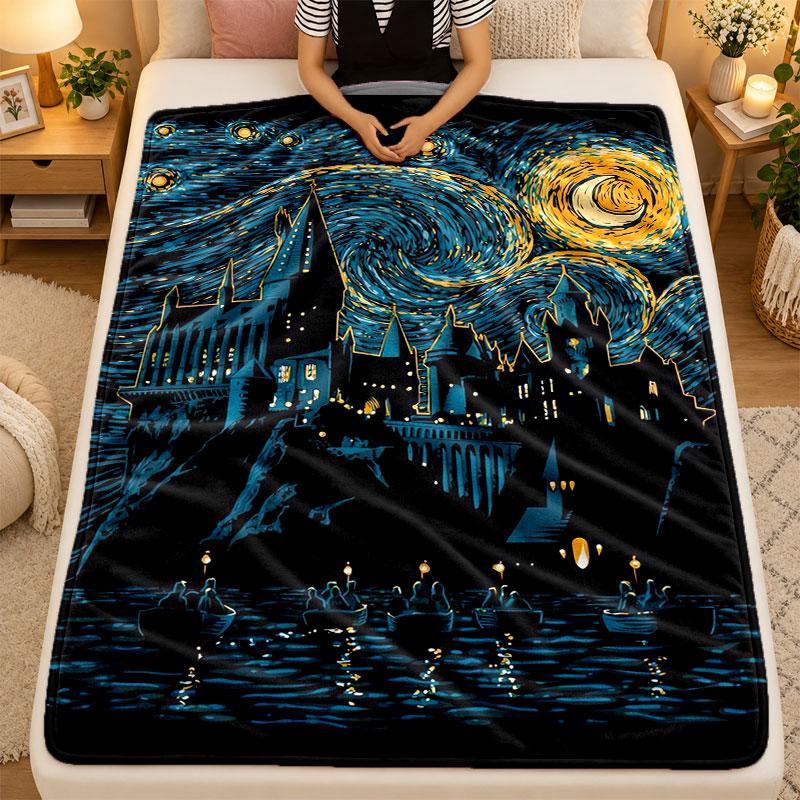Flannel BlanketWizarding World Warm Soft Throw Blanket for Indoor Sofa Bed Living Room Use