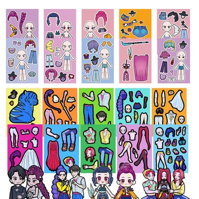 Kreative K-Pop Dämonenjäger-Themen-Sticker, Cartoon-Charakter Anzieh-Sticker für Kinder-Bastelarbeiten / Feiertagsgeschenke