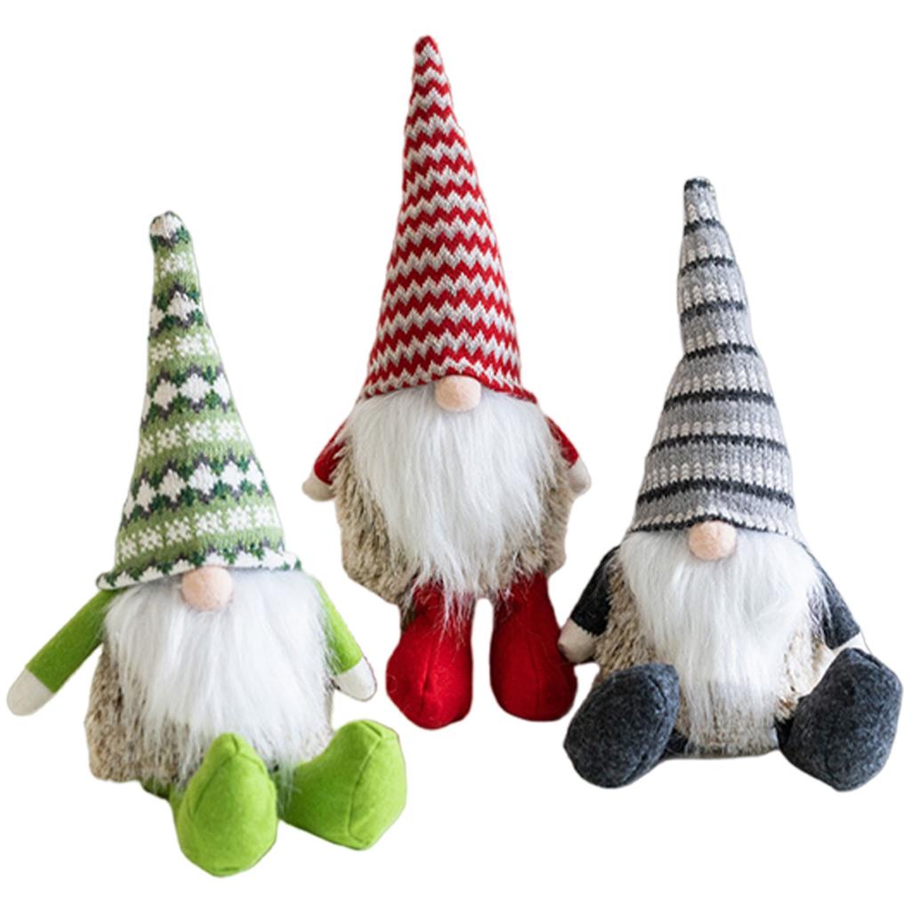 Christmas Decoration Dwarfs Ornament Knitted Striped Hat Gnomes Swedish Tomtes Plush Dolls Figurine Home Table Decors