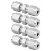 4Pcs Compression Tube Adapter 304 Stainless Steel DoubleFerrule Straight Reducer Union