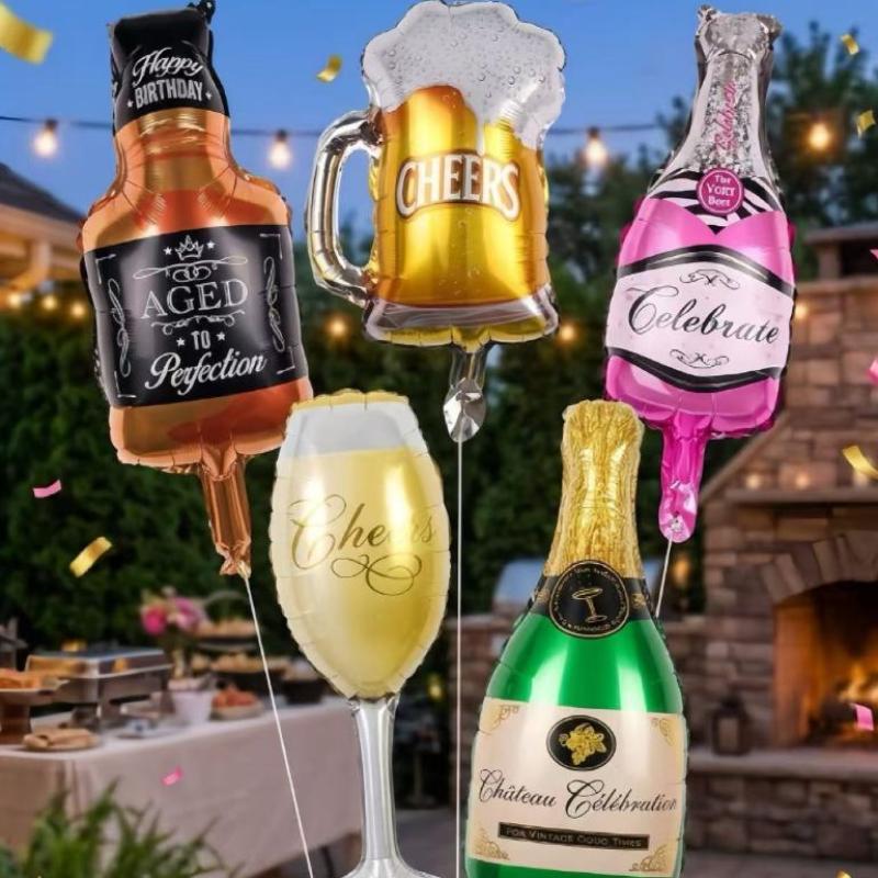 5 Stück 14 Zoll Mini Happy Birthday Wein Folienballon Für Geburtstagsfeier Dekoration