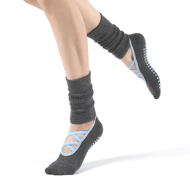 

Meikan Yoga Socks Women s Professional Pilates Socks Sports Sweat-Absorbent Non-Slip Socks Leg Warmer Tube Socks Fitness Compression Stockings Gray Blue