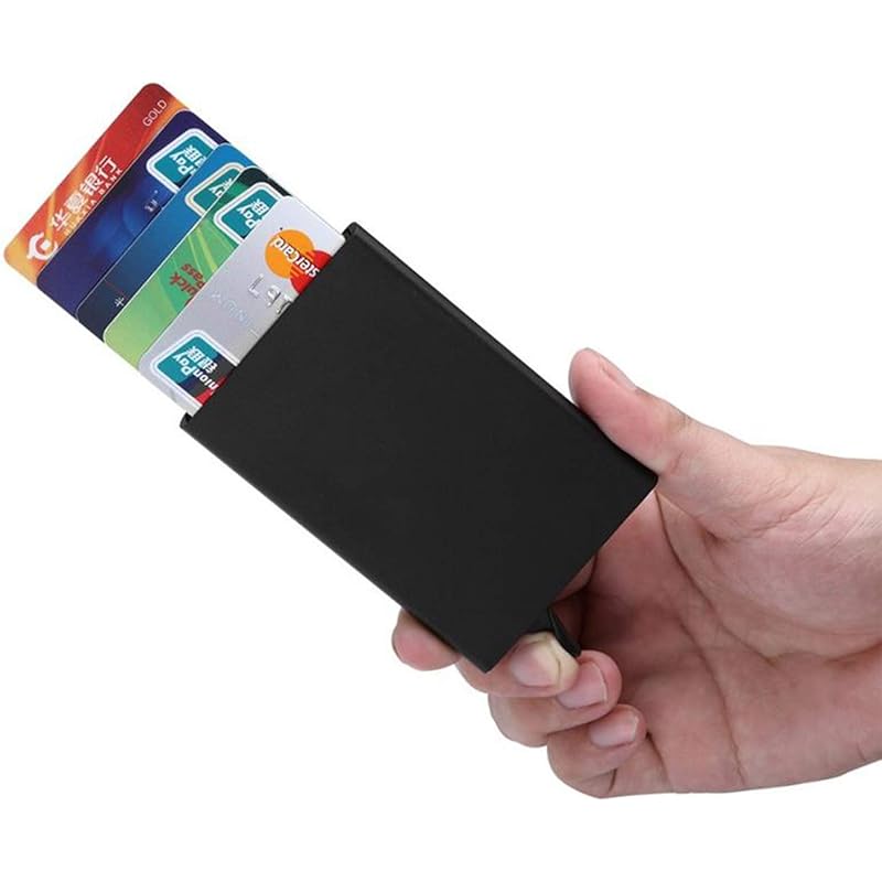 Stealodeal Black RFID Blocking Aluminum ATM/Credit/Debit 6 Slots for Men & Women Puch Button Card Holder