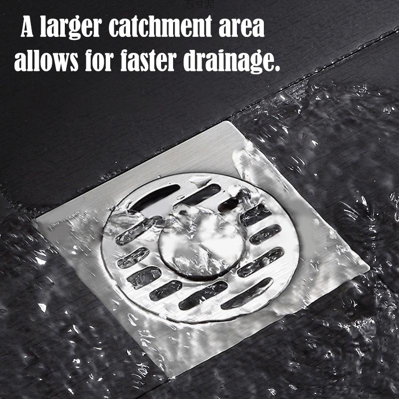 Stainless Steel Square Shower Floor Drain Detachable Odor Proof Bathroom Parts Accessories