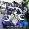 Moon Child Black Cold Art Moon Fox Duvet Cover Set Moon and Stars Bedding Set Black and White Fox Comforter Cover for Girl Boy