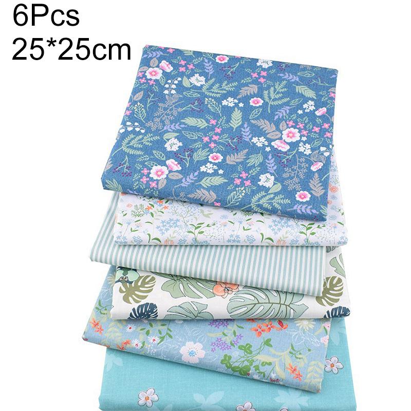 

6/7/8pcs Cotton Fabric 25x25cm Patchwork Cloth DIY Quilting Sewing Material 40x50cm Printed Twill Weave Bundle 25*25cm синий