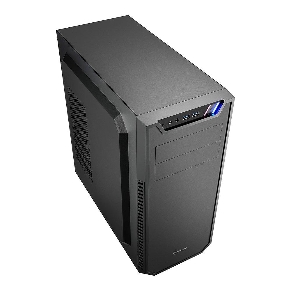 Sharkoon VS7 Series Mid-Tower PC Case, VS7 Chamber Structure, ATXMicro-ATXMini-ITX Compatible, with 2 x 120mm Fans, SHA-VS7-VBK (Authorized Japanese
