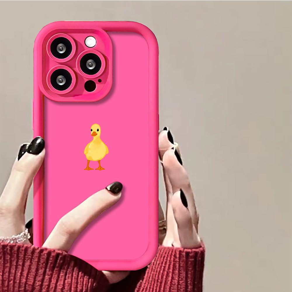 

Minimalist Yellow Duckling Protective Case For iPhone 17 16 E 15 14 13 12 11 Pro Max 8 Plus X Diamond Shell with Camera Shield iPhone 16e
