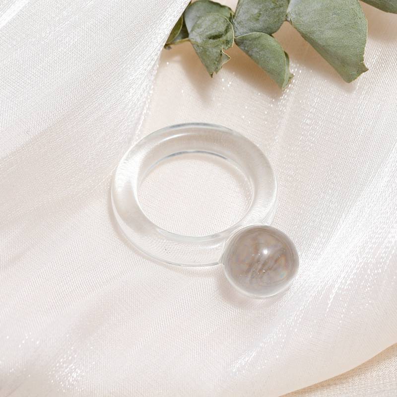 Round Rings Square Crystal Transparent Colorful Simple Geometric Resin Acrylic