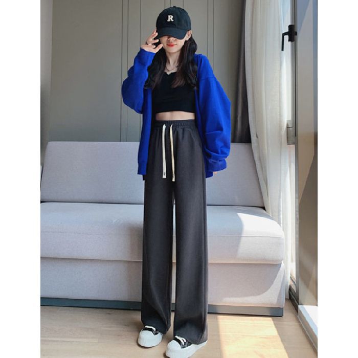 High-end Wide-leg Casual Pants Women's Autumn New High-waisted Straight-leg Loose Pants