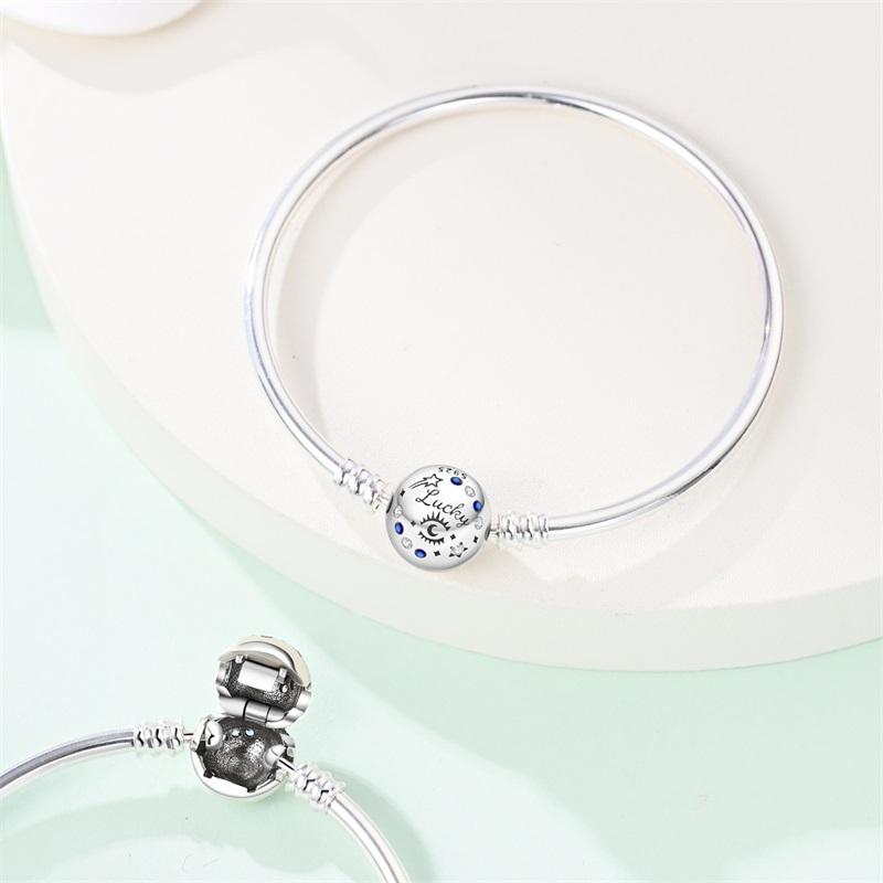 Real 925 Silver Hard Bracelet Size 17-20 Star Heart Spider Web Romantic For Women Luxury Jewelry