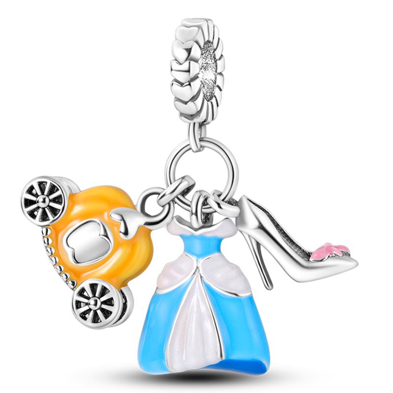 100% Copper Princess Dress Castle Witch Prince Dream Series Charms Beads Fit 3Mm Original Bracelets Diy Fine Jewelry Making