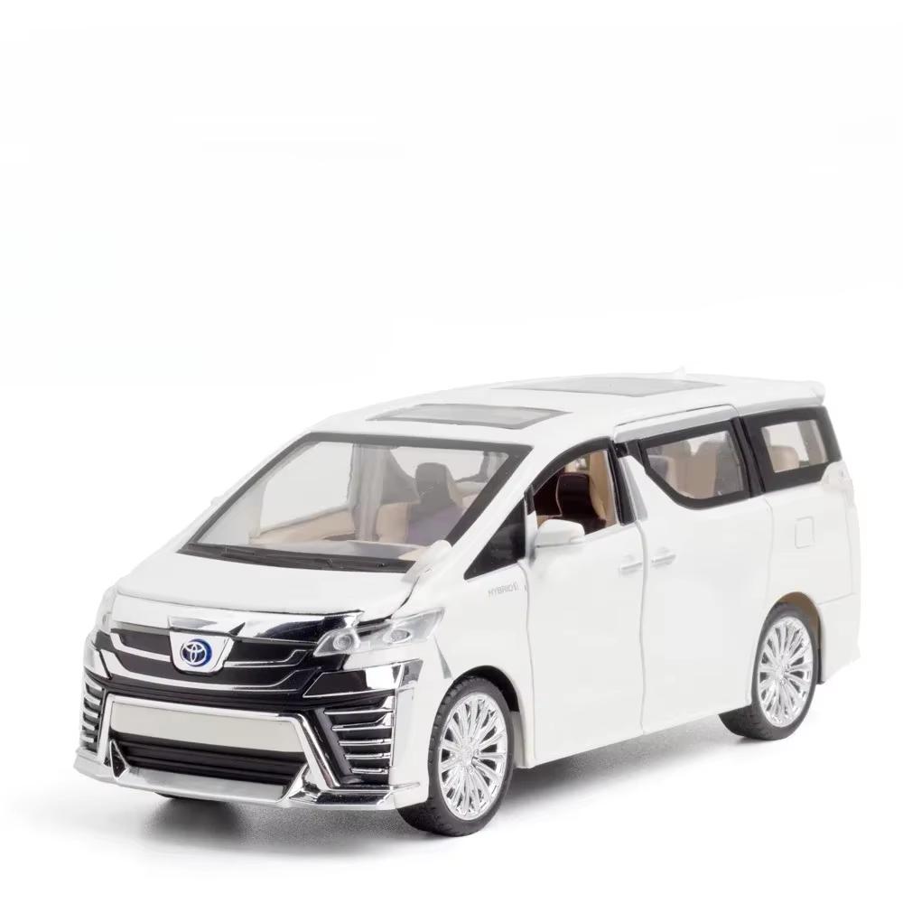 1:24 Scale V260L Vellfire Business Car Model Toy Metal Diecast Doors Opened MPV Models Sound Light Cars Collectible Item
