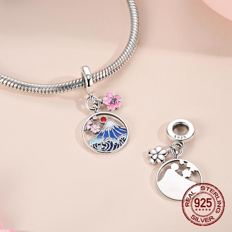 Japan Mount Fuji Charms Copper Japanese Style Dangle Pendant Fit Bangle Bracelet Necklace Diy Jewelry