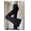 Women Solid High Waist Thick Fleece Flared Casual Long Pants