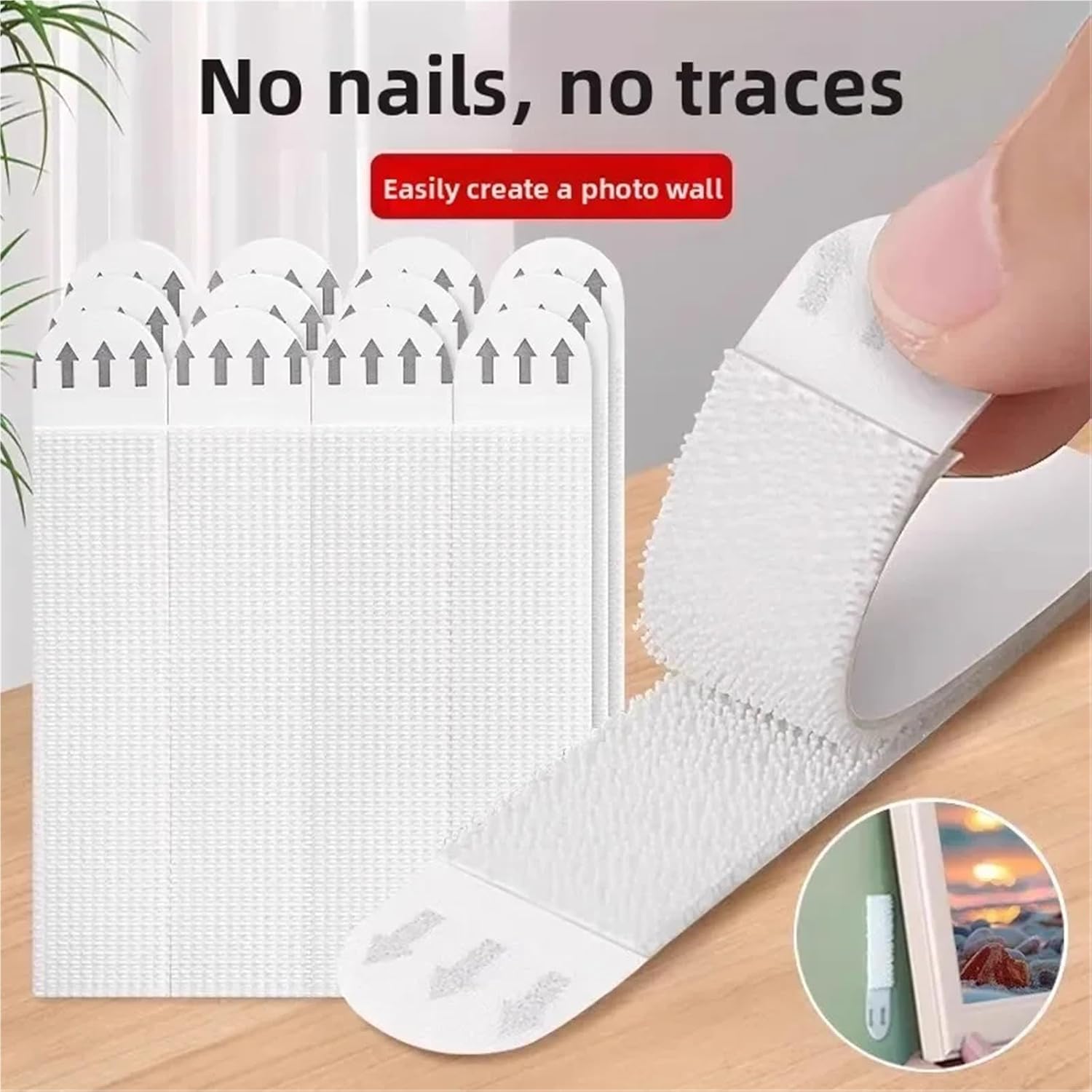 

36 Pairs Seamless Photo Frame Velcro Loop Mounting Tape Removable Wall Fastener Adhesive Backing Magic Wall Nail-Free Stickers