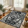 Serpent Floral Theme Soft Crystal Velvet Rug Custom Name & Text Print Non Slip Floor Rug for Bedroom Living Room