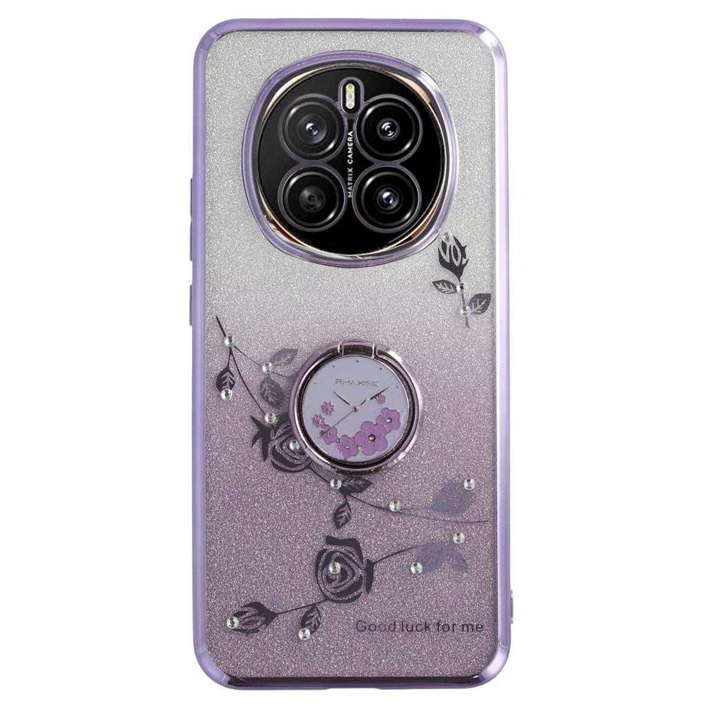 KADEM Για Honor Magic7 5G Θήκη Δαχτυλίδι Βάση Στήριξης TPU Λουλούδια Κάλυμμα Τηλεφώνου Ντεγκραντέ Γκλίτερ