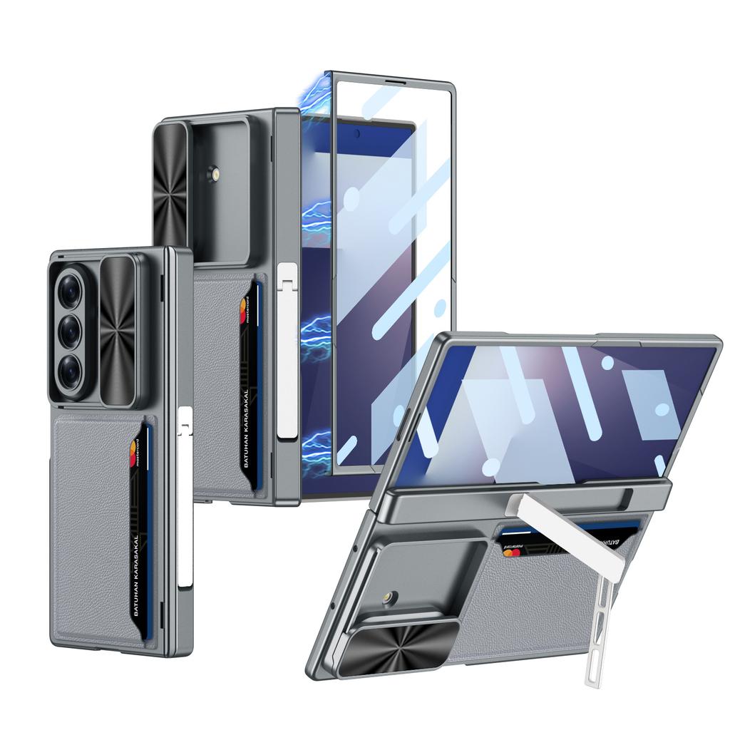 Suitable for Samsung Z Fold7 Mobile Phone Case Folding Screen Business Leather Card Bag Push Window Magnetic Suction Protection Case