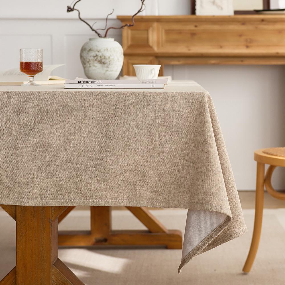 Modern Chinese Style Cotton Linen Tablecloth - Solid Color Rectangular Design for Dining or Tea Room
