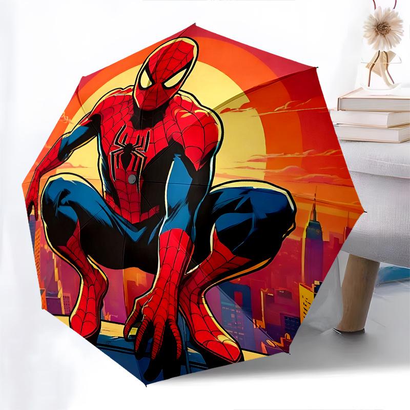 1 Auto Open Spider-Man, Sunset Themed Colorful 8-rib Portable Umbrella for Men and Women, A Compact Commuting Companion Suitable for Daily D