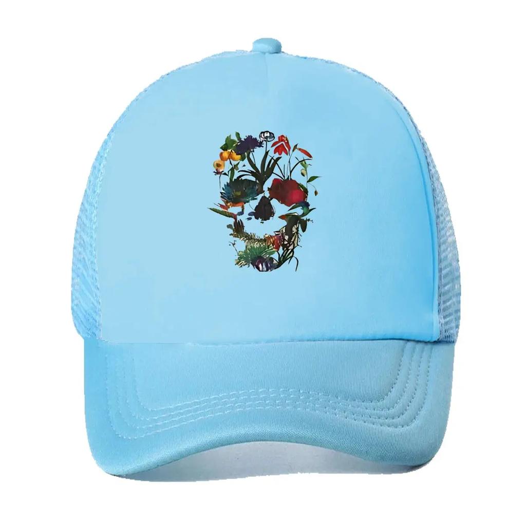 Flower Skull Artistic Nature Art Design Mesh Baseball Cap