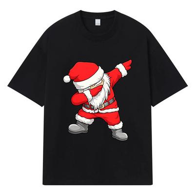 2026 Christmas Santa Claus Printed Graphic Y2k Harajuku Streetwear 100% Cotton T Shirt Casual Oversized Summer Men T-shirt