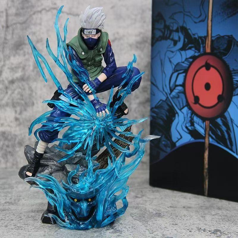 Naruto Anime Figure GK Hatake Kakashi Blue Special Effect Figuras Doll Model Pvc Statue Toys Birthday Gift