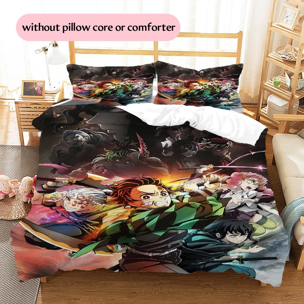 Demon Slayer Colorful Art Bedding Set Duvet Cover Pillowcase No Filler, Soft Home Bedroom Decor, Perfect Gift for Fans.chl