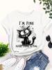 I'm Fine Everything Is Fine Cat T-Shirt | Funny Stressed Kitten Graphic Tee